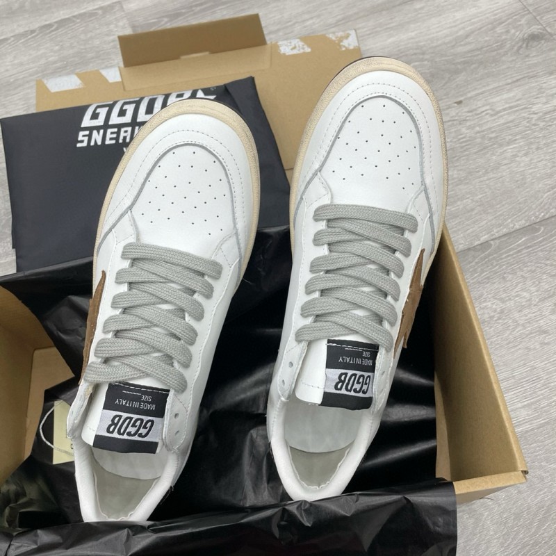 2024 Unisex GGDB White Brown Suede Leather Low Top Sneakers MJ00260