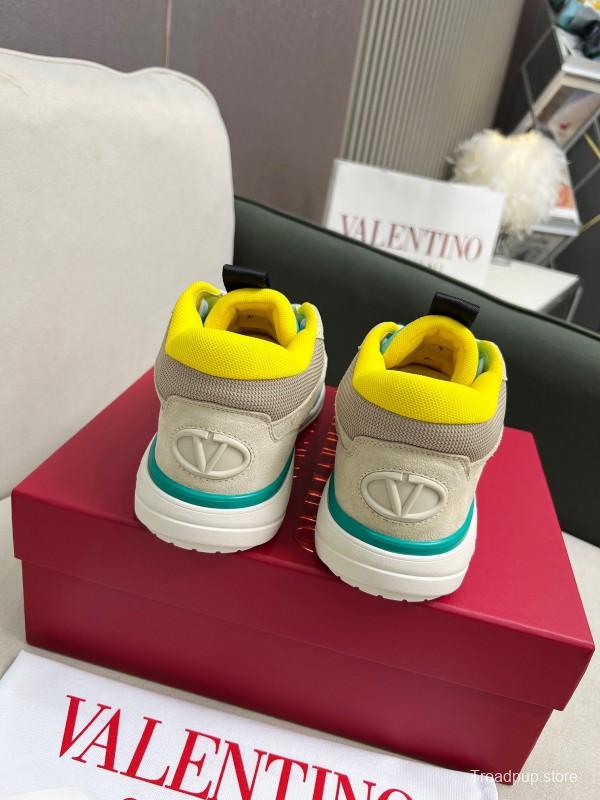 2025 Unisex Valentino Yellow Blue Beige Leather Sneakers RUNBOOT LY00390