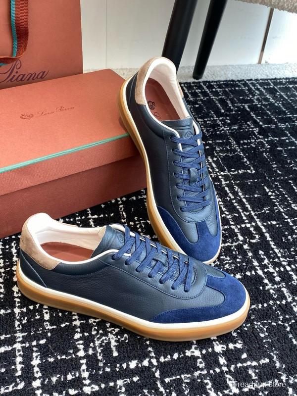 2024 Unisex Le Parmentier Blue Navy Leather Suede Plimsolls MJ00320