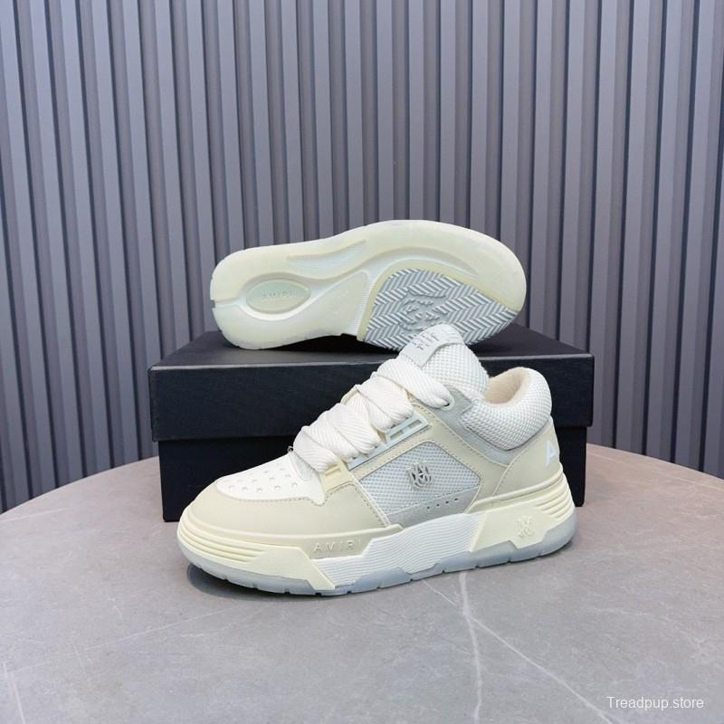2024 Unisex Amiri White Mesh Leather Sneakers MJ00360