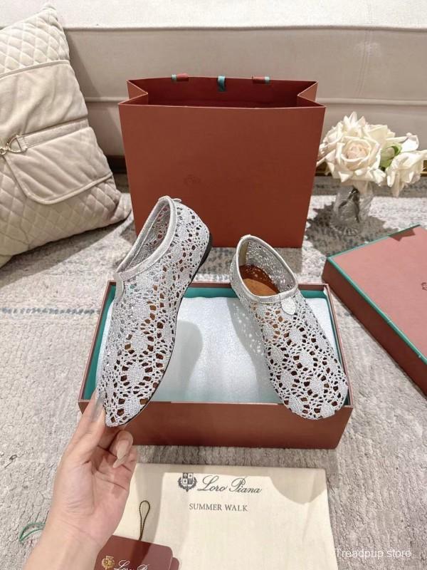 2025 Women LP White Knitted Ballet Shoes LY00250