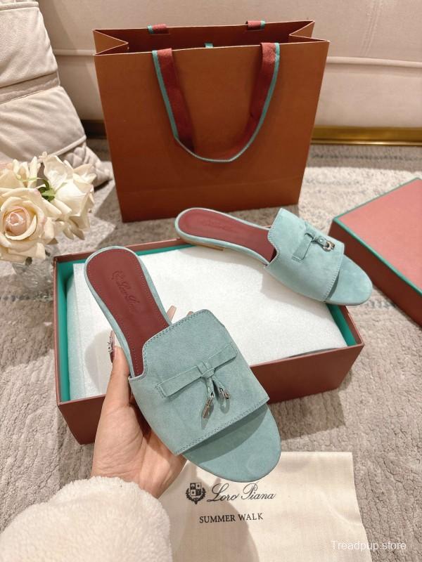 2025 Women LP Light Blue Suede Slippers LY00270