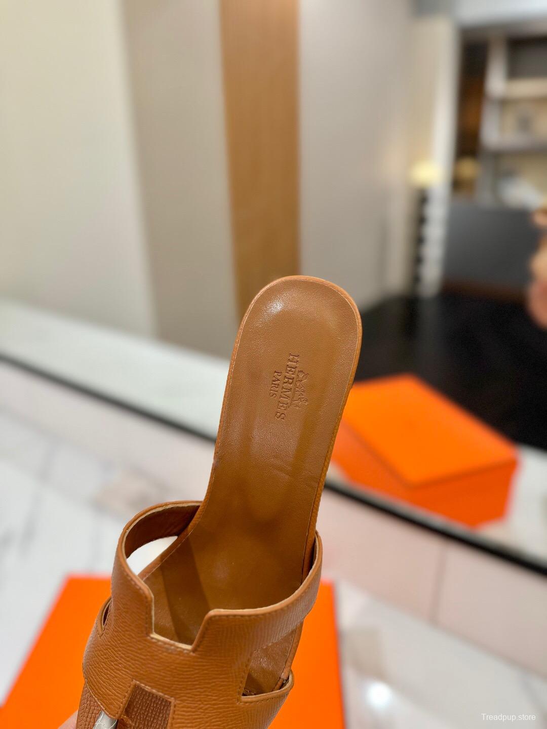 2025 Women Hermès Tan Leather Sandals