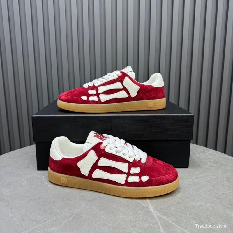 2025 Unisex Amiri Red White Suede Leather Sneakers Skeleton Pattern LY00280