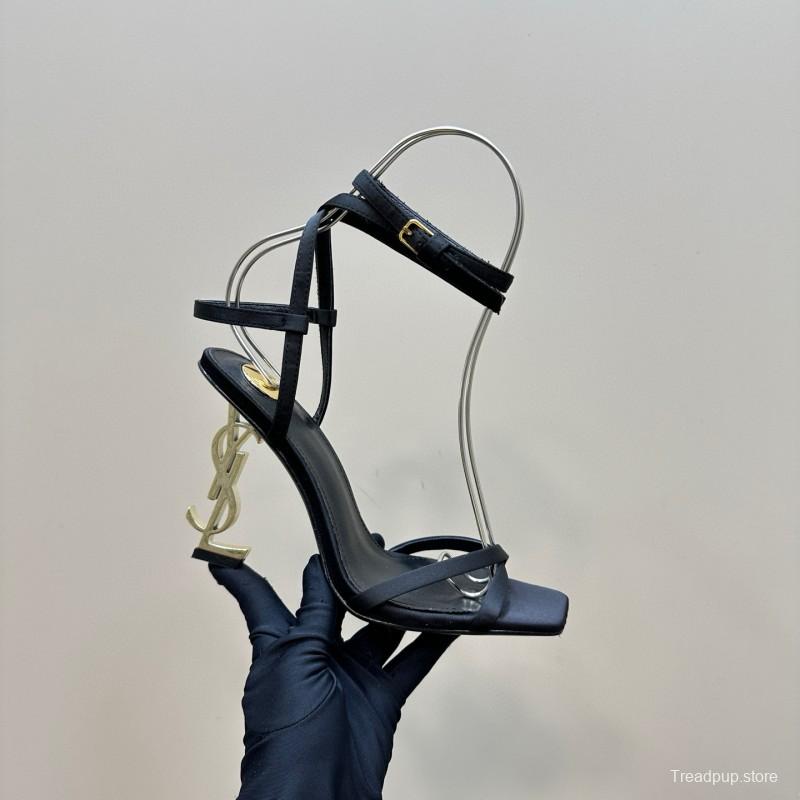 2025 Women Yves Saint Laurent Black Leather Sandals MJ00290