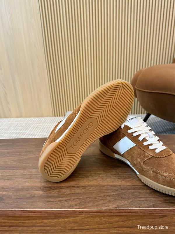 2025 Men TOM FORD Brown White Suede Leather Casual Shoes LY00360