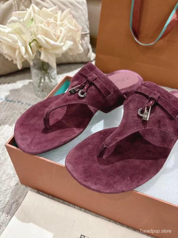 2025 Slippers LP Wine Suede Slippers LY00250