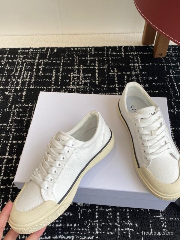 2025 Women Celine White Canvas Sneakers KFY00285
