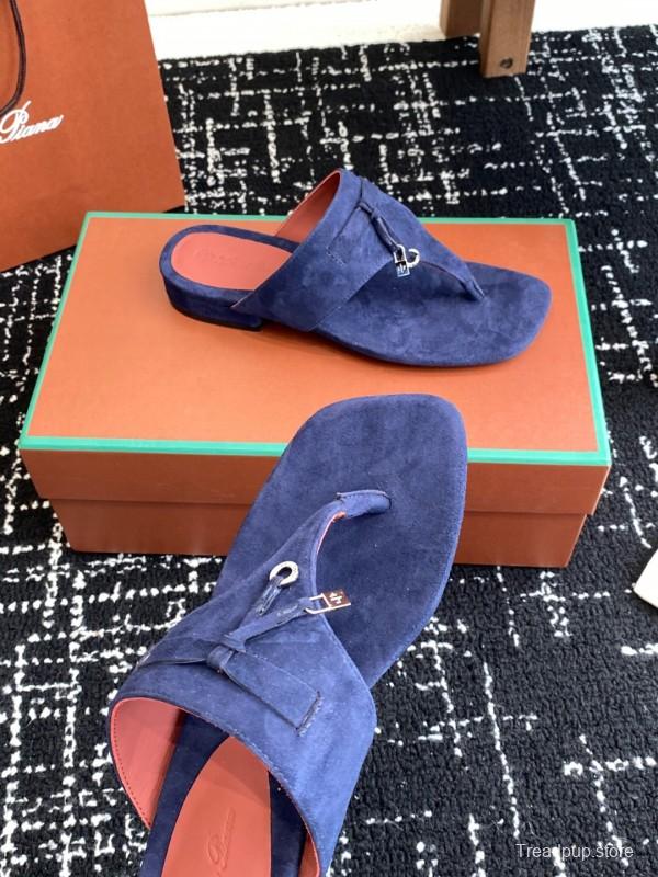 2025 Women Le Parmentier Blue Suede Slippers KFY00280