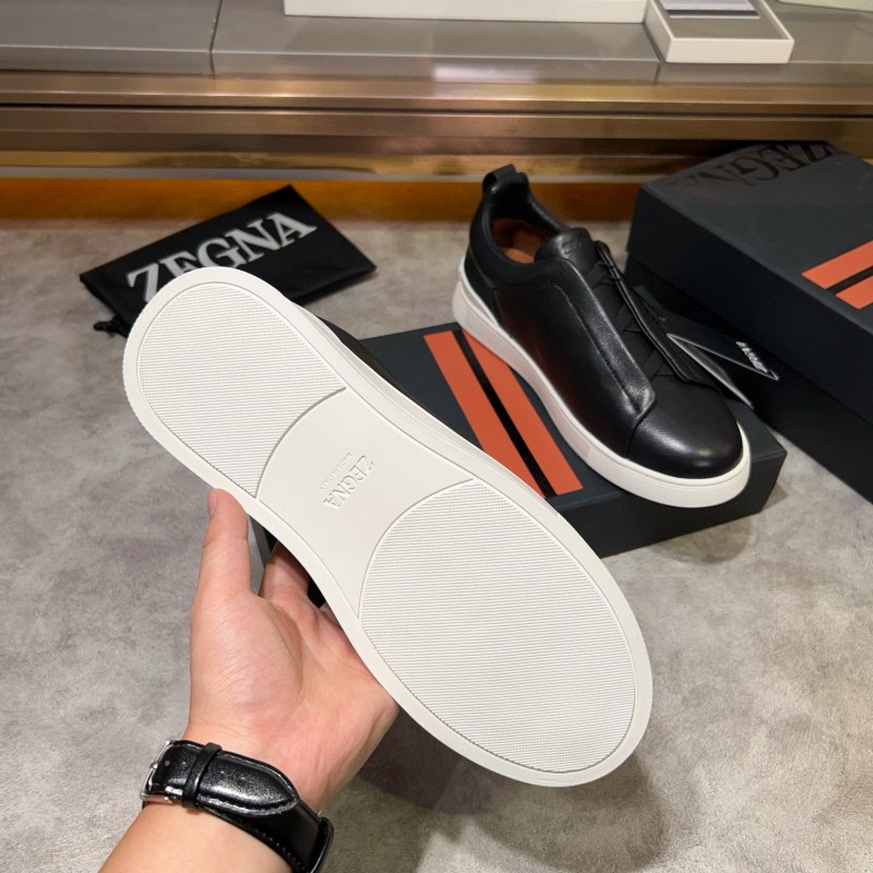 2024 Men Ermenegildo Zegna Black Calfskin Sneakers