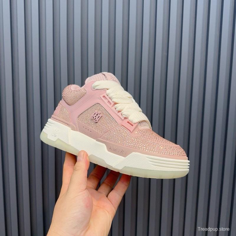 2024 Women Amiri pink mesh leather sneakers MJ00410