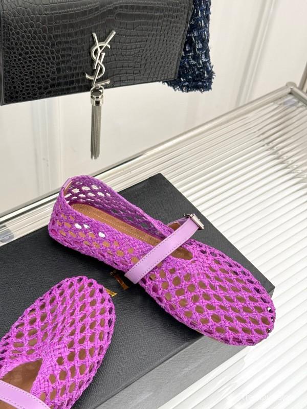 2025 Women AlAIA Purple Woven Leather Mary Jane