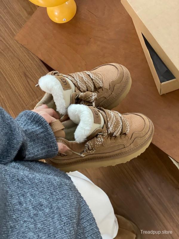 2024 Kids UGG Beige Suede Sheepskin Sneaker