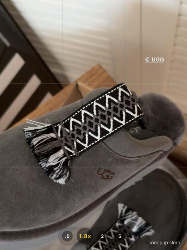 2024 UGG Gray Suede Slippers Tassel MJ00230