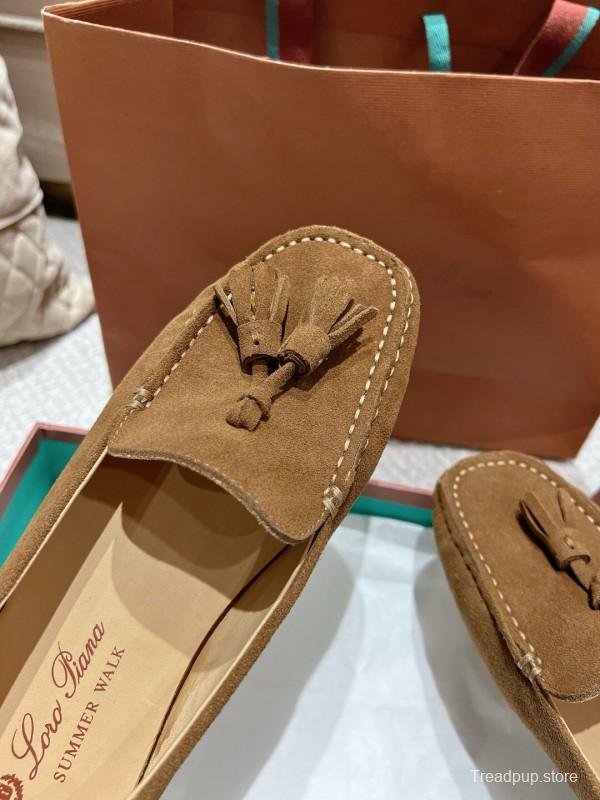 2025 Women LP Brown Suede Loafers Tassel LY00291