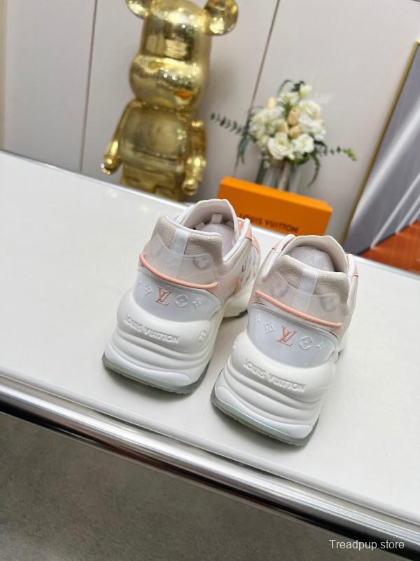 2025 Unisex Louis Vuitton Pink White Leather Tech Fabric Sneakers Monogram LY00340