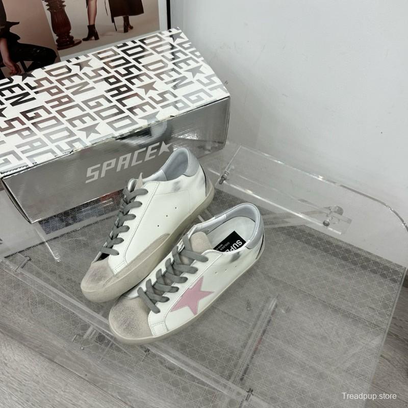 2025 Women GGDB White Pink Leather Sneakers