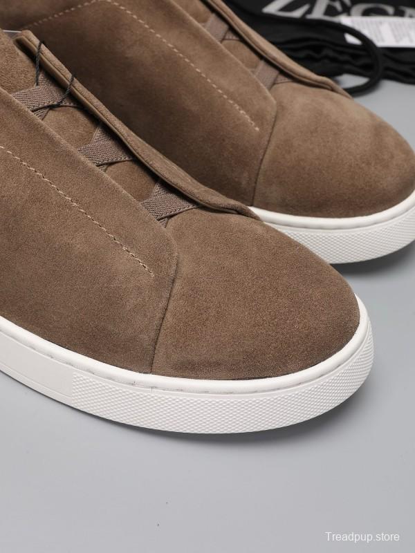 2024 Men Ermenegildo Zegna Brown Suede Sneakers MJ00240
