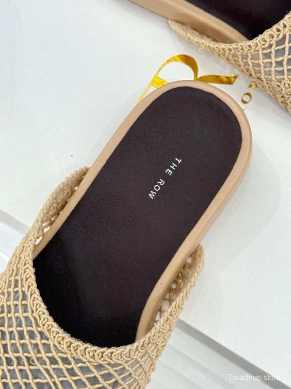 2025 Women The Row Beige Mesh Slippers KFY00260