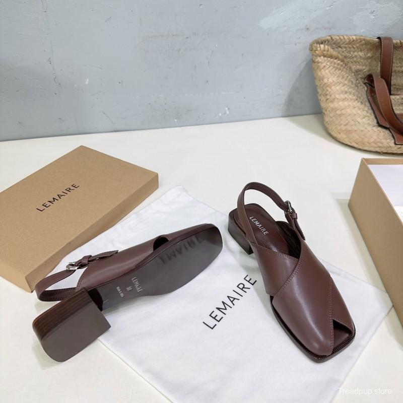 2025 Women Lemaire Brown Leather Sandals KFY00310