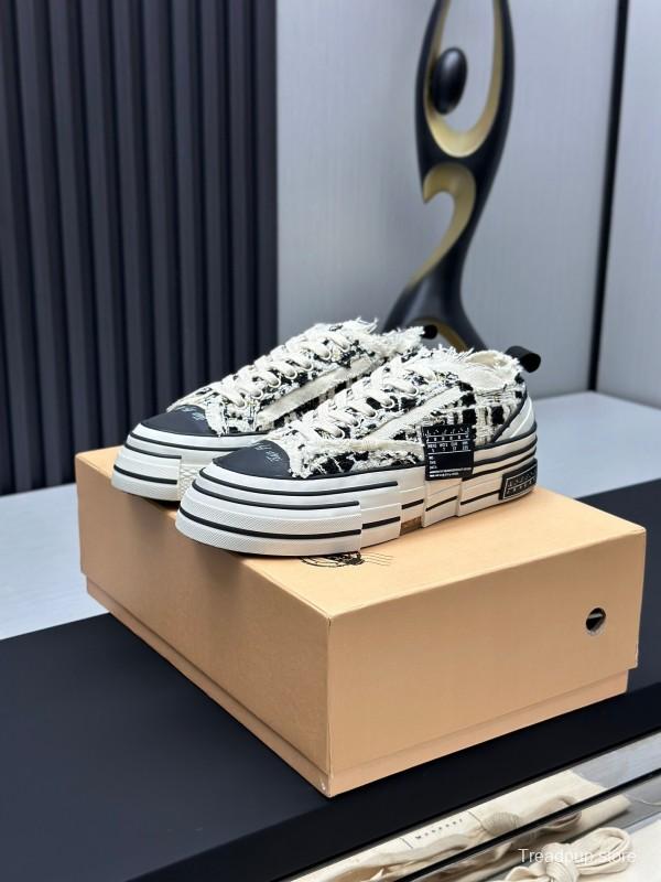 2025 Unisex XVESSEL Black White Canvas Plimsolls Hand-painted AS00260