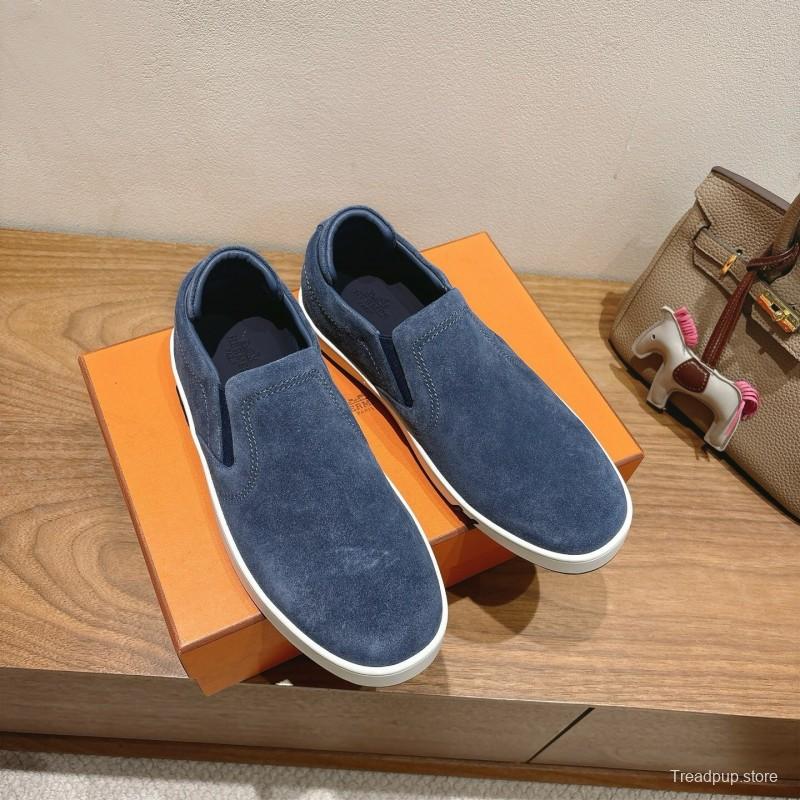2025 Unisex Hermès Blue Suede Slip-On Sneaker AS00380