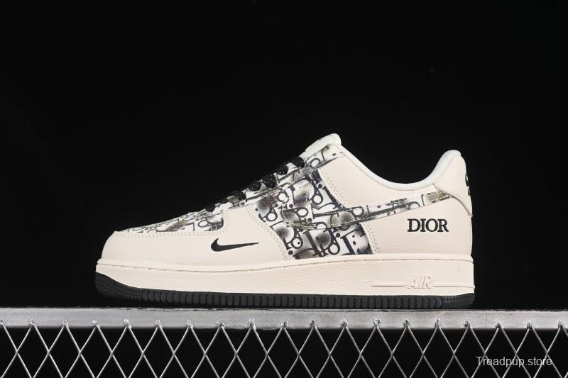 Nike Air Force 1 '07 Low Dior Collaboration Gray Floral Low-Top Casual Sneakers - DF0188-064