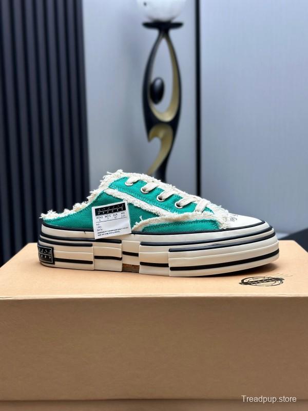 2025 Unisex XVESSEL Green White Canvas Plimsolls Vulcanized AS00240