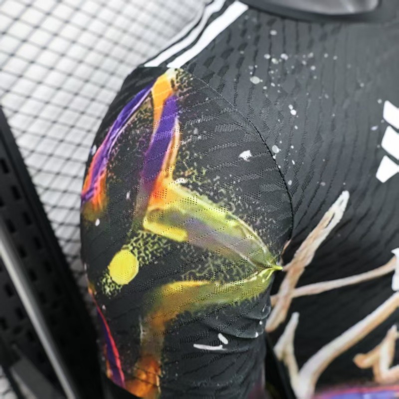 Player Version 25/26 Real Madrid Black with Colorful Abstract Art Pattern Jersey