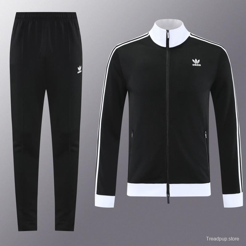 2025 Adidas Original Black Full Hoodie Zipper Jacket +Long Pants