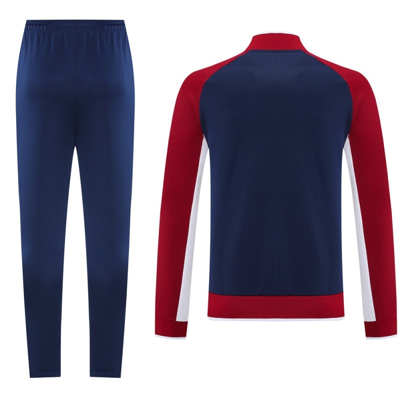 2025 Nike Navy/Red Full Hoodie Zipper Jacket +Long Pants