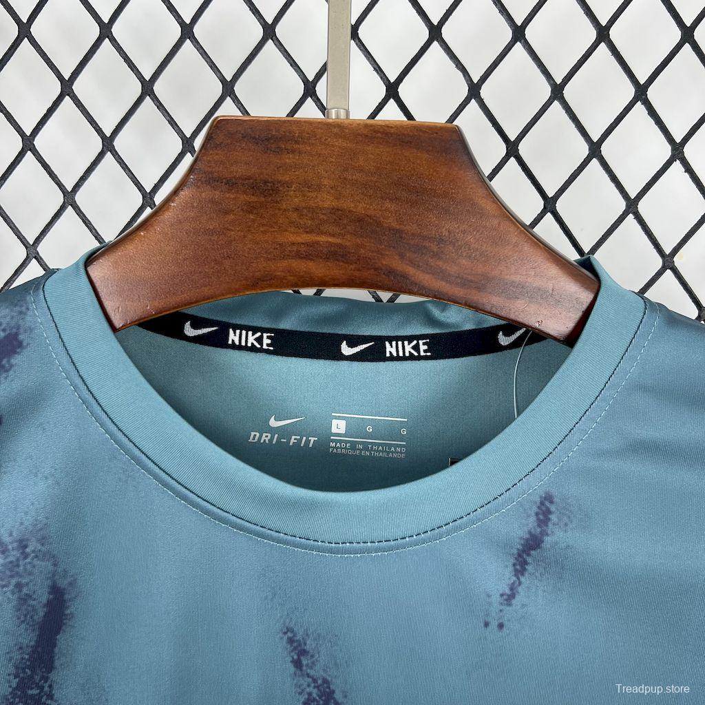 2025 NIKE Training Light Blue with Abstract Paint Brush Pattern T-Shirt #1045