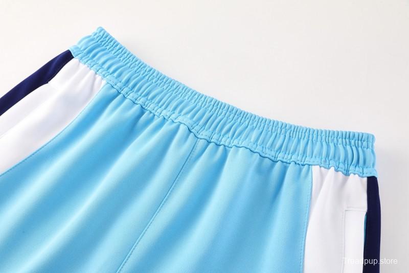 2025 Nike Air Tracksuit Set - Light Blue with Navy Accents Full Zipper Jacket + Long Pants