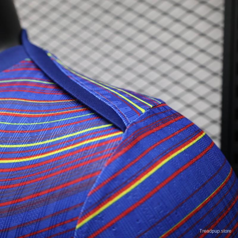 Player Version 25/26 FC Barcelona Blue with Colorful Wave Stripes Jersey