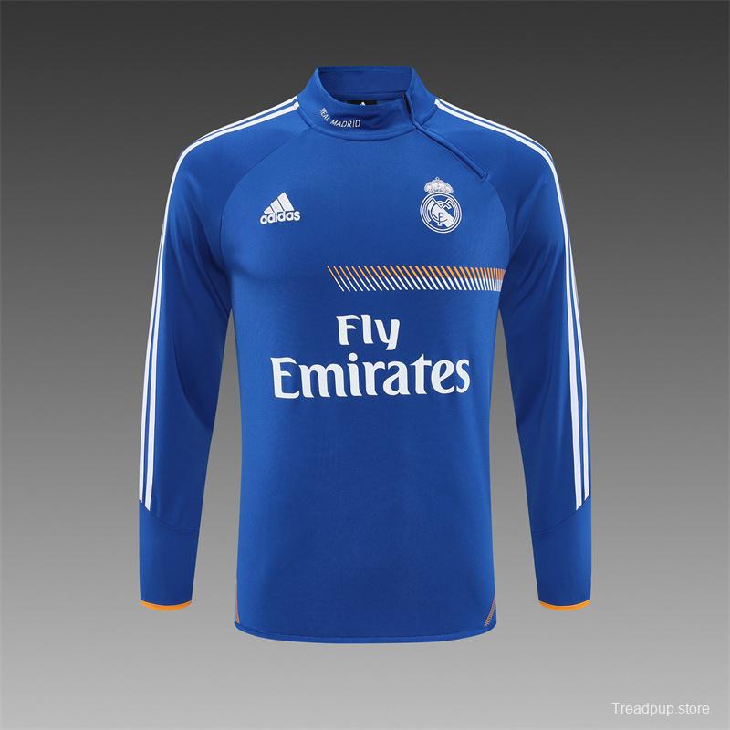 Retro 13/14 Real Madrid Color Blue Half Zipper Jacket