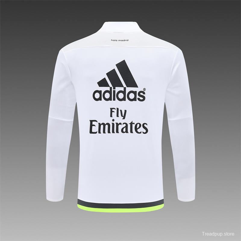 Retro 15/16 Real Madrid White Half Zipper Jacket