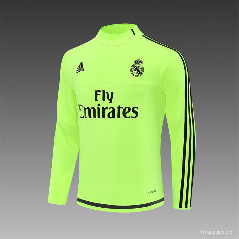 Retro 15/16 Real Madrid Fluorescent Green Half Zipper Jacket