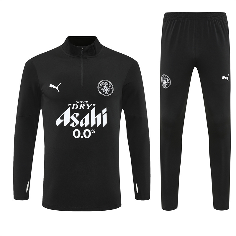 25/26 Manchester City Black Half Zipper Jacket+Long Pants