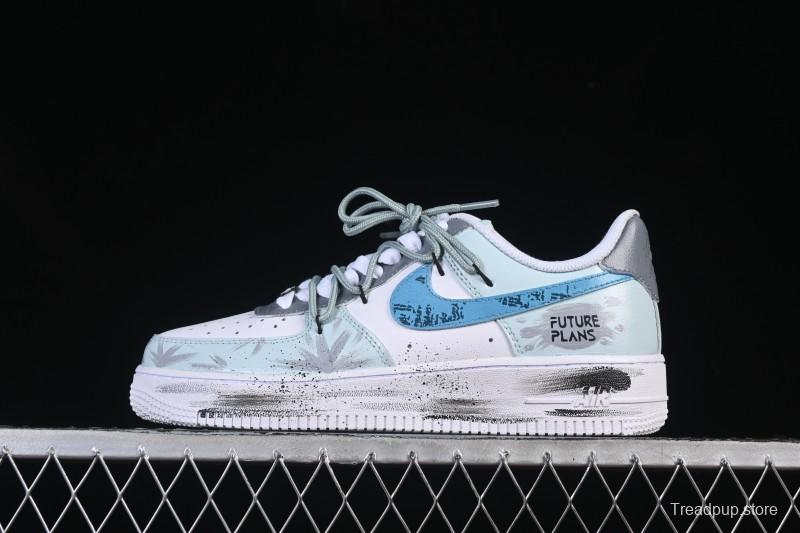 Nike Air Force 1'07 Low Grey Tune Era Hand-Painted Graffiti Casual Sneakers - LJ8822-202