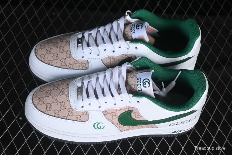 Nike Air Force 1 '07 Low Gucci Collaboration Pattern Grass Green Casual Sneakers - AH8462-004