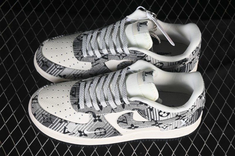 Nike Air Force 1 '07 Low LV Collaboration Gray Floral Canvas Casual Sneakers - DF0188-077
