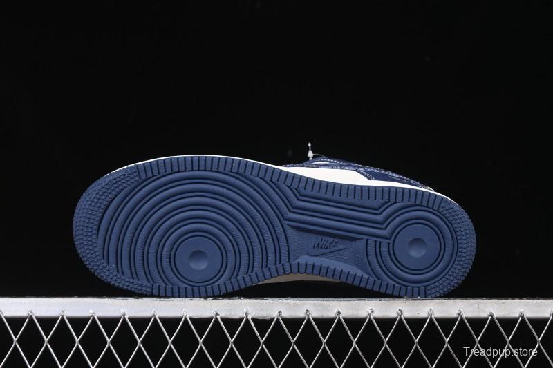 Nike Air Force 1 '07 Low LV Collaboration Navy Blue Cashew Flower Casual Sneakers - JP8028-009