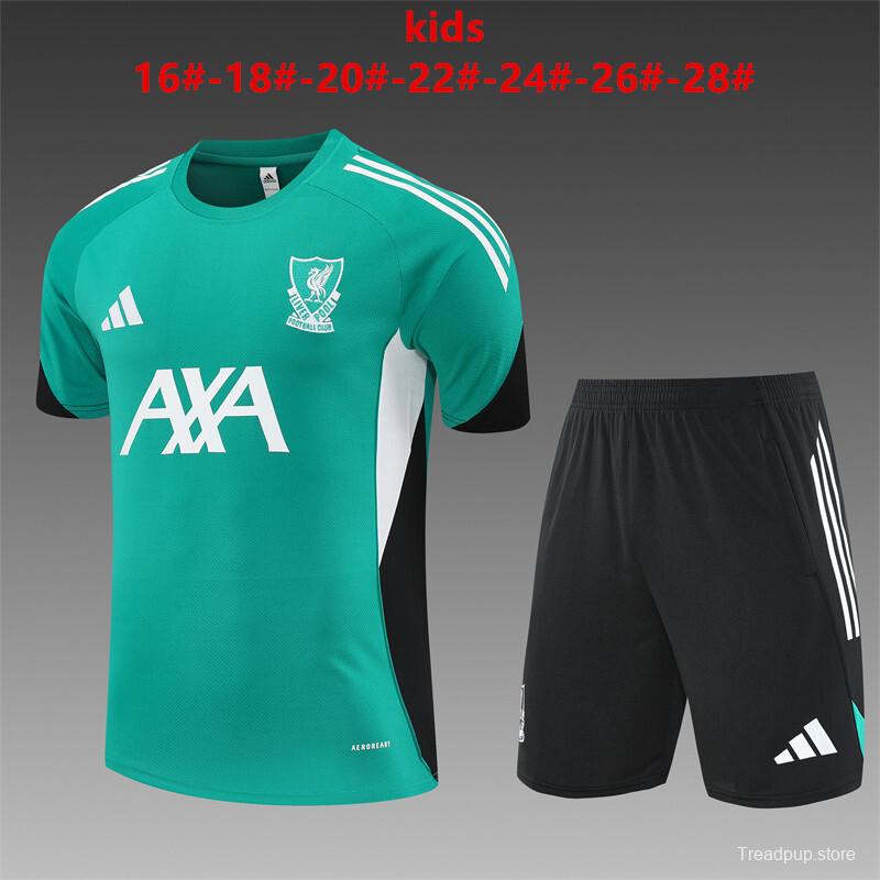 25/26 Kids Liverpool Green Short Sleeve Jersey+Shorts