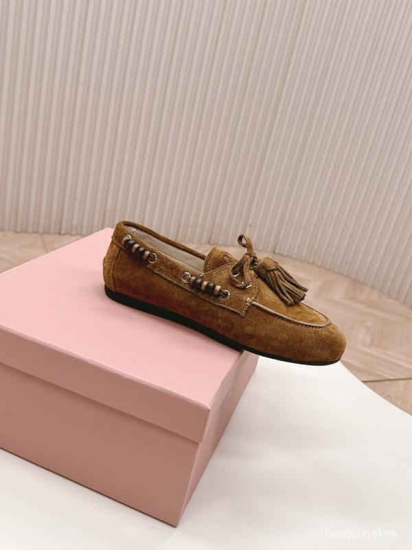 Miu Miu Fall/Winter 2025 Tassel Loafer Mule with Bead Accents - LY00330