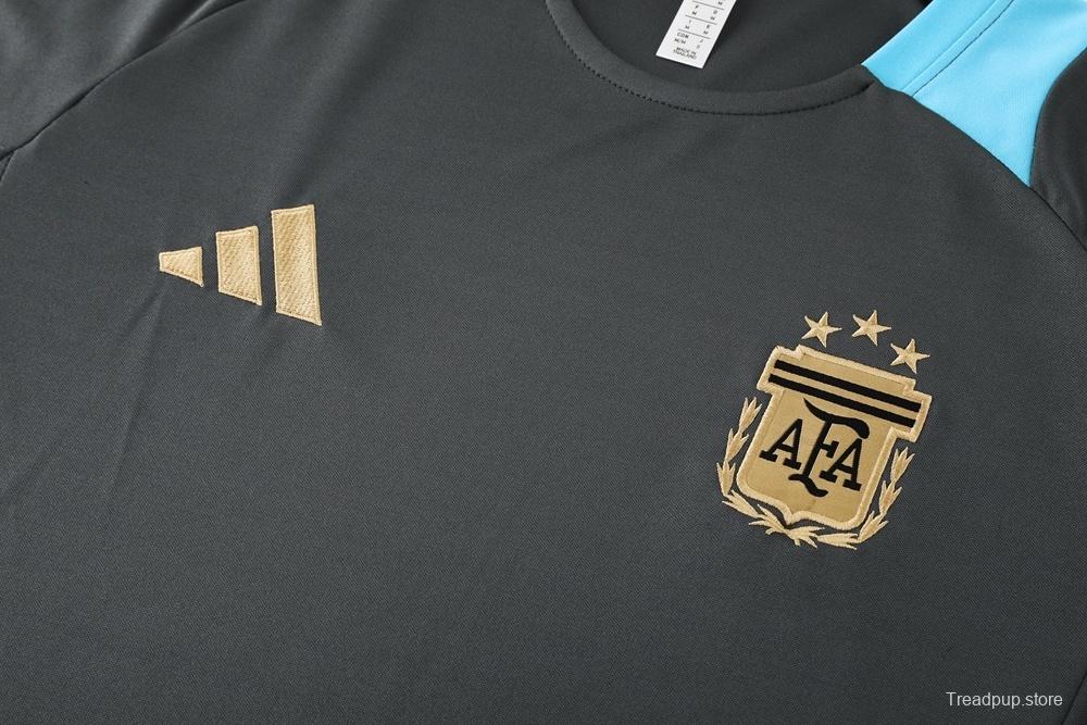 2025 Argentina Dark Gray Short Sleeve+Soccer Shorts