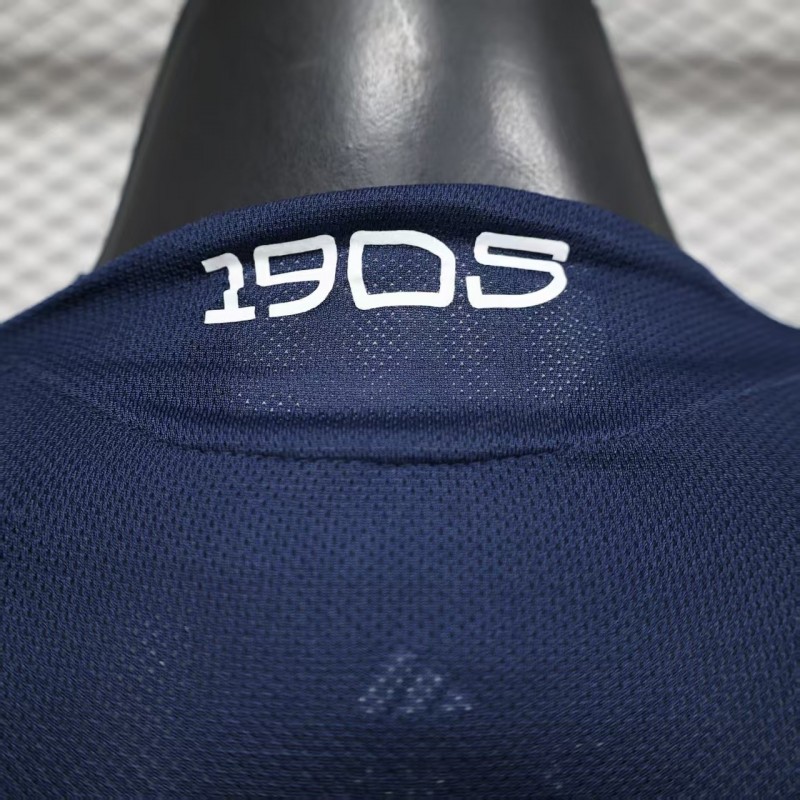 25/26 Player Version Boca Juniors Home Navy Blue with Yellow Chest Band Long Sleeve Jersey