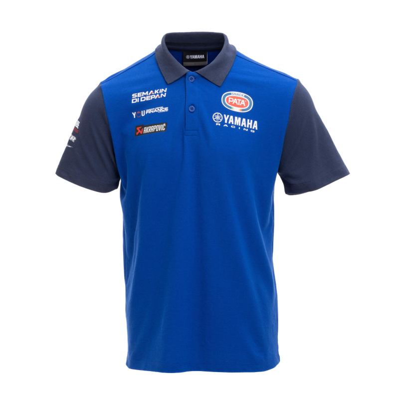 2025 F1 Yamaha Racing Team Blue and Navy Polo Jersey with Multiple Sponsors