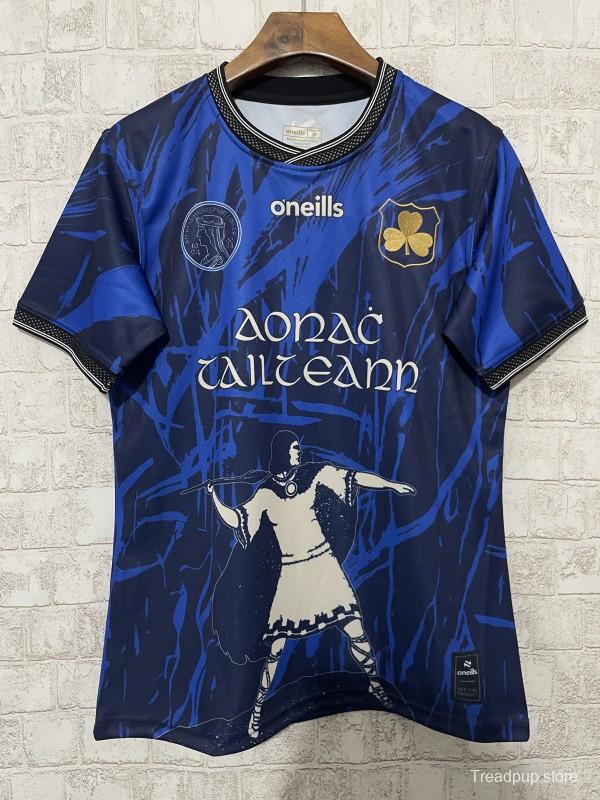 25/26 Tipperary GAA Blue with Warrior Silhouette and Abstract Pattern Jersey