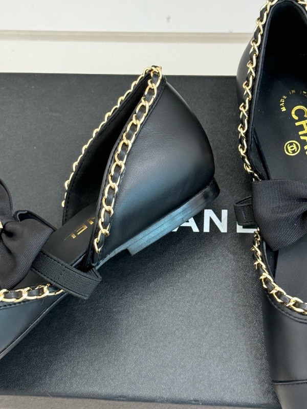 Chanel 2025 SS Hollow Chain Bow Mary Jane Shoes - KFY00290/KFY00300