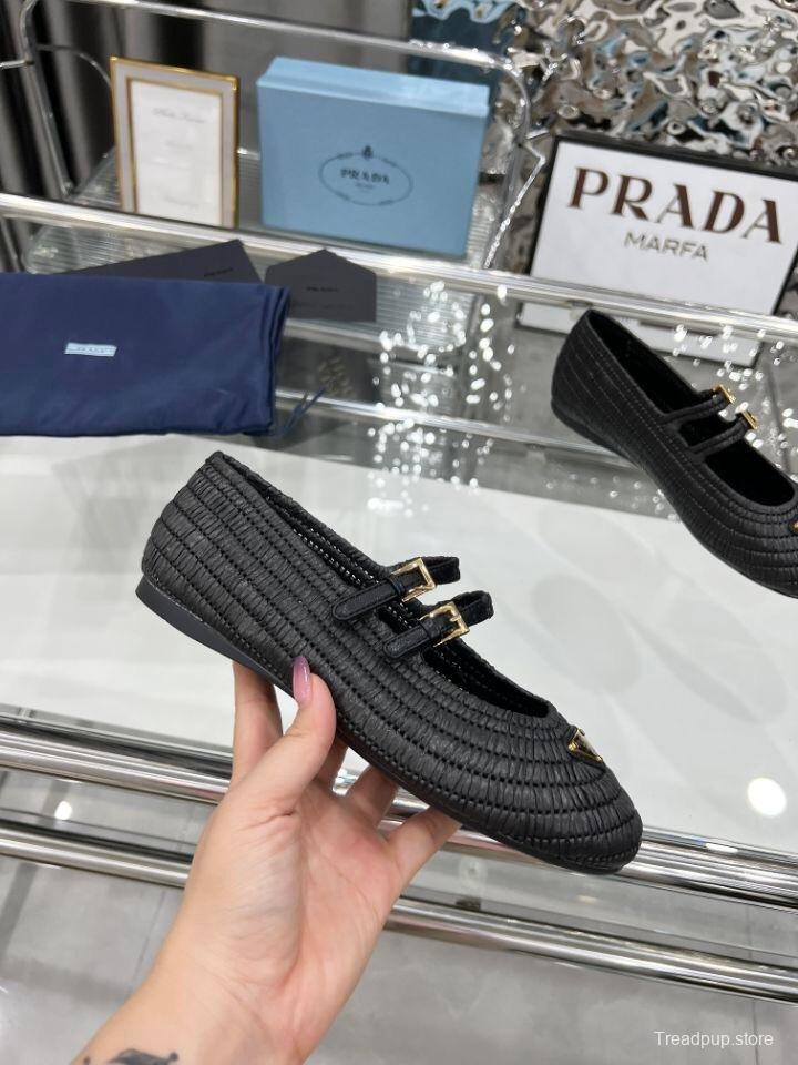 Prada Summer New Raffia Ballet Flats - KFY00340